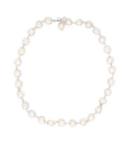 Simple pearl wedding necklace set on white background