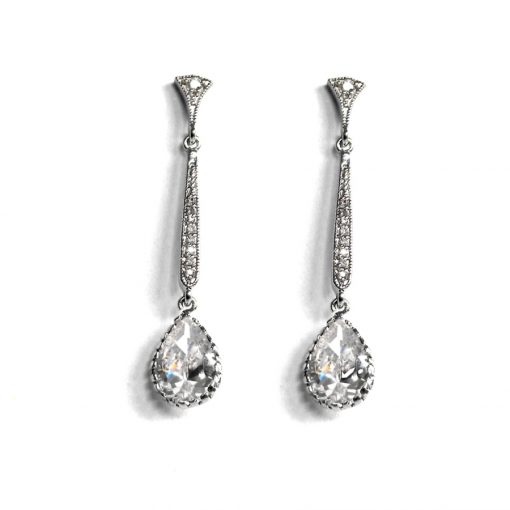 Monroe Diamante Earrings with crystal stud with long diamante column and crystal drop