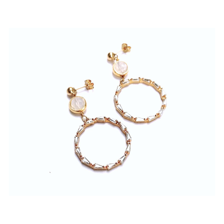 Ariel Cz Earrings Gold Silver Large Crystal Hoop Earrings Studs