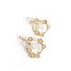 gold blossom pearl bridal earrings on a white background