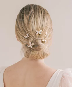 Painted Lady handmade butterfly pearl bridal hair pins