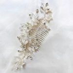 Customised crystal and flower hair comb for Lyn