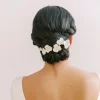 Seraphina Hair vine. Bride with low bun and hair vine flowers