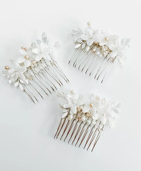Bespoke bridal hair comb for bride