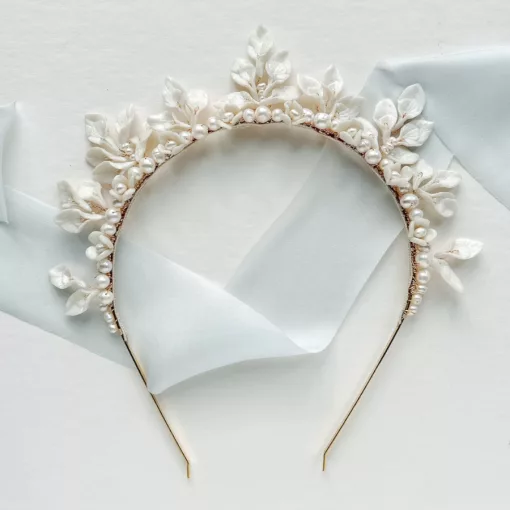 Orelia bridal leaf and floral crown - Image 2
