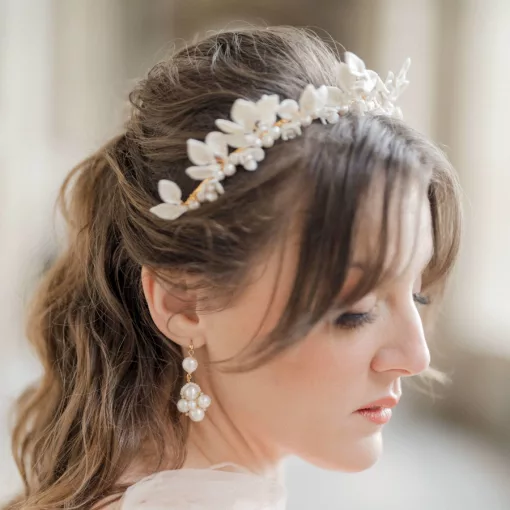Orelia bridal leaf and floral crown - Image 5