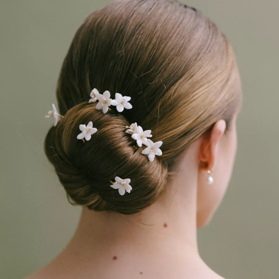 Xanthe delicate wedding flower hair pins for buns