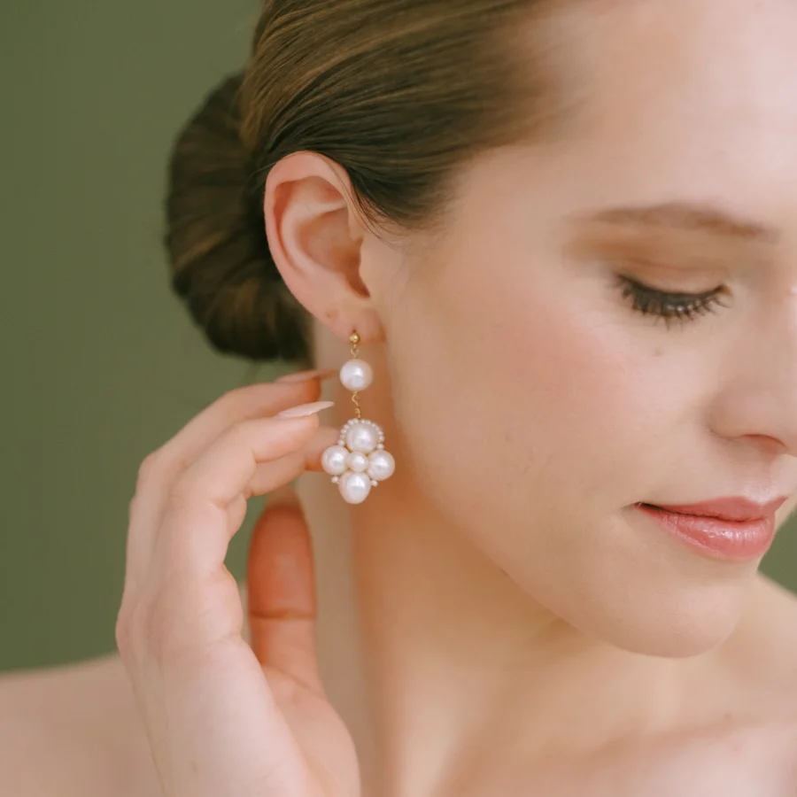 Cecile luxury large real pearl drop earrings - Image 2