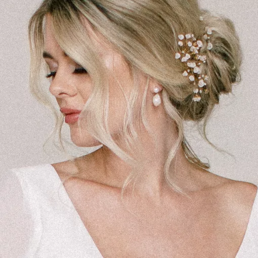 Anais luxury pearl drop bridal stud earrings - Image 2