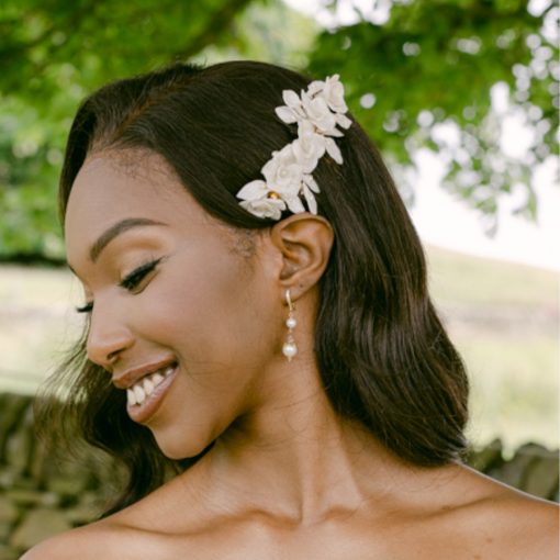 Rosa Wedding hair comb with rose flowers and pearls - Image 2
