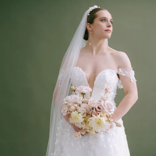 Noelle ivory white floral bridal crown with pearls - Image 5